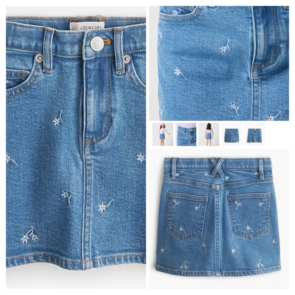 Crewcuts Denim Skirt with White Flower Accents. SO CUTE! Brand new, never worn! - Picture 4 of 7
